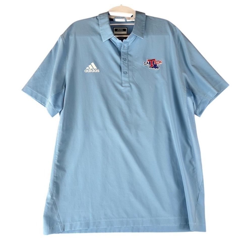 adidas Louisiana Tech Bulldogs Polo‎ Shirt Mens L Light Blue Golf Training